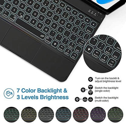 for Ipad 10Th Generation Keyboard Case with Multi-Touch Trackpad, 360 Degree Rotation 7 Color Backlit Touchpad Keyboard Case for 10Th Gen 10.9 Inch Ipad 2022 –Black