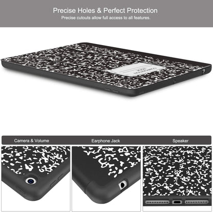 Case for Ipad 9Th Generation 2021/8Th Gen 2020/7Th Gen 2019 with Pencil Holder - Premium Shockproof Case with Soft TPU Back Cover & Auto Sleep/Wake for Ipad 10.2 Inch, Book Black