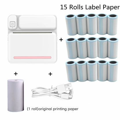 Portable Mini Printer Thermal Label Printer Sticker Inkless HD Pocket Printers for Phone Bluetooth Miniprint Printing Photo