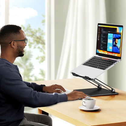 LS10 Aluminum Laptop Stand, Ergonomic Adjustable Notebook Tablet Stand, Computer Holder Compatible with Air, Pro, Dell, HP, Lenovo More 10-14" Laptops, Black