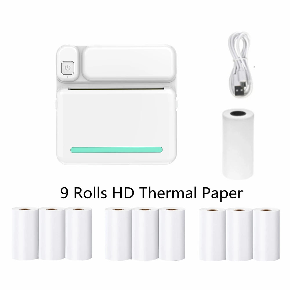 Portable Mini Printer Thermal Label Printer Sticker Inkless HD Pocket Printers for Phone Bluetooth Miniprint Printing Photo