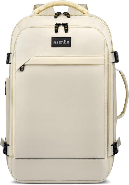 30L Travel Backpack for Women Men,Fit 15.6 Inch Laptop Backpack Flight Approved Luggage Carry on Water Resistant for Weekender Overnight Large Daypack Beige