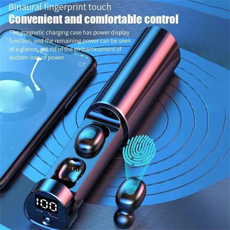 N21 Wireless Earphones Stereo Bass Earbuds LED Digital Display Headphones with Microphone TWS Headsets Lights for Smartphone