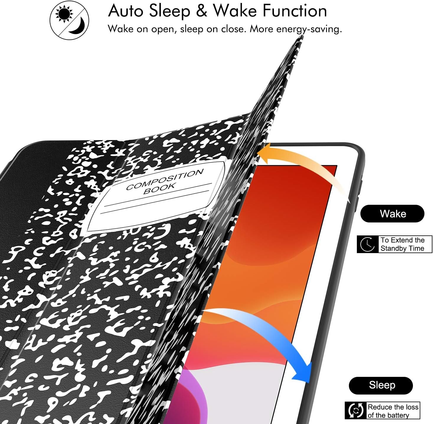 Case for Ipad 9Th Generation 2021/8Th Gen 2020/7Th Gen 2019 with Pencil Holder - Premium Shockproof Case with Soft TPU Back Cover & Auto Sleep/Wake for Ipad 10.2 Inch, Book Black