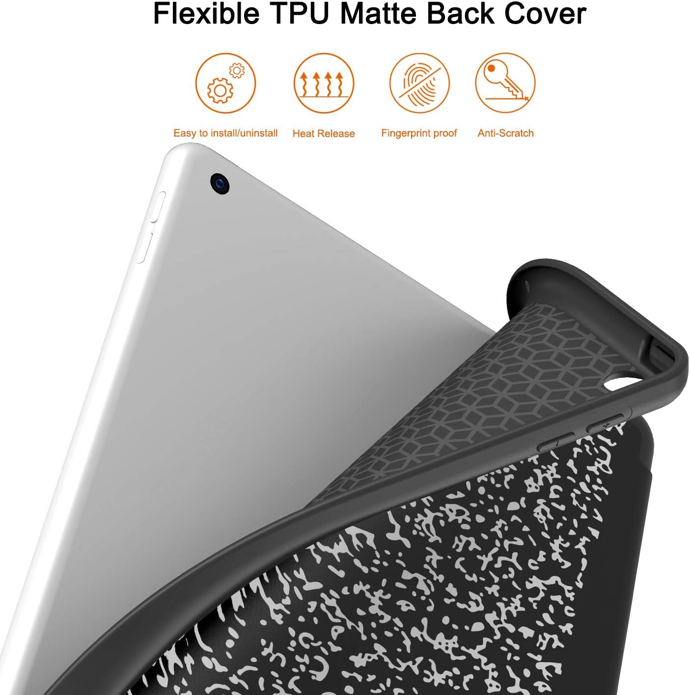 Case for Ipad 9Th Generation 2021/8Th Gen 2020/7Th Gen 2019 with Pencil Holder - Premium Shockproof Case with Soft TPU Back Cover & Auto Sleep/Wake for Ipad 10.2 Inch, Book Black