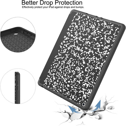 Case for Ipad 9Th Generation 2021/8Th Gen 2020/7Th Gen 2019 with Pencil Holder - Premium Shockproof Case with Soft TPU Back Cover & Auto Sleep/Wake for Ipad 10.2 Inch, Book Black