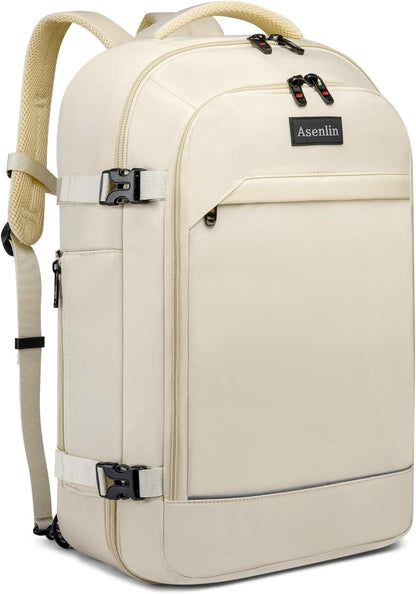 30L Travel Backpack for Women Men,Fit 15.6 Inch Laptop Backpack Flight Approved Luggage Carry on Water Resistant for Weekender Overnight Large Daypack Beige